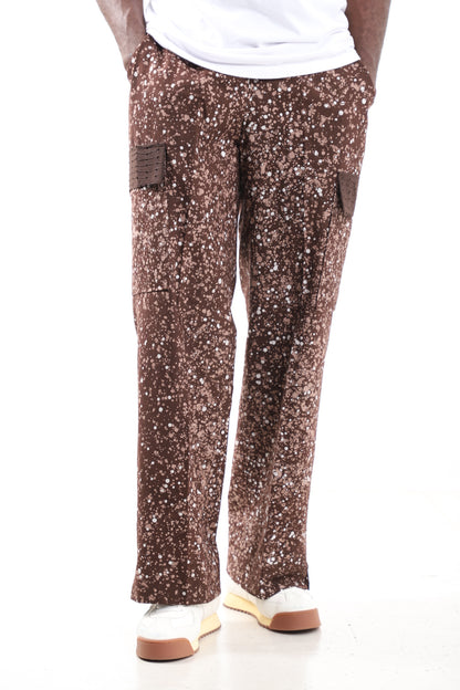 Handmade Adire Splatter Print Cargo Pants – Brown & Cream