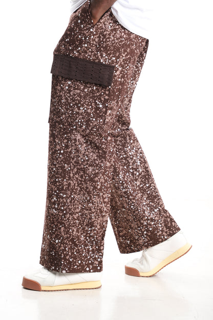 Handmade Adire Splatter Print Cargo Pants – Brown & Cream