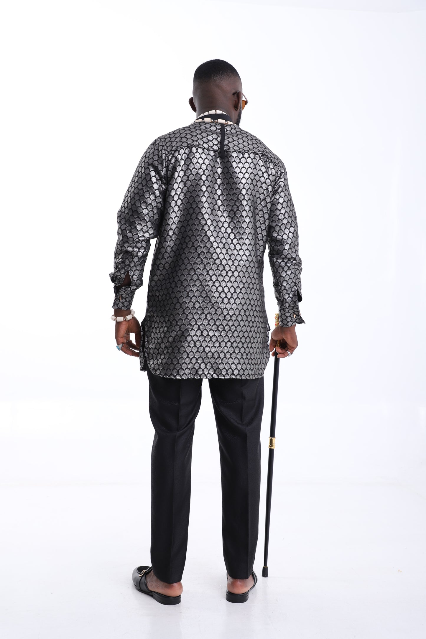 BLACK AND SILVER TRADITIONAL ATTIRE