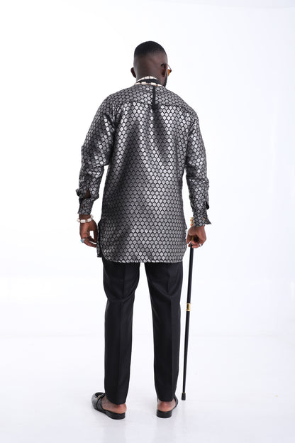 BLACK AND SILVER TRADITIONAL ATTIRE