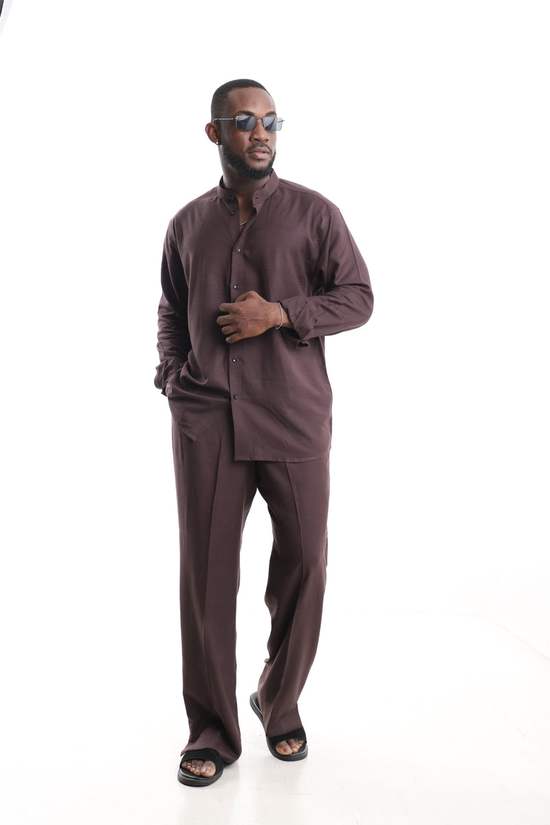 Chocolate Brown Linen Set for Men