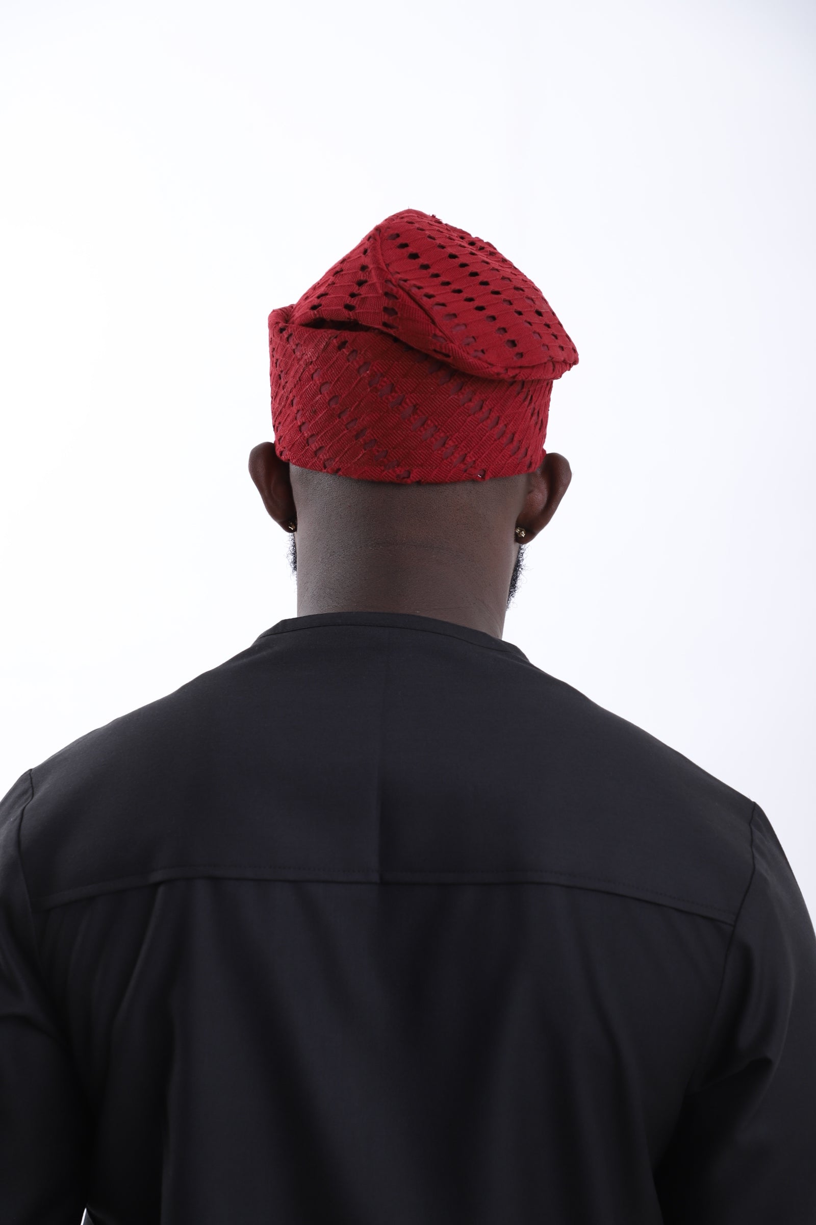 Red Aso-Oke Cap