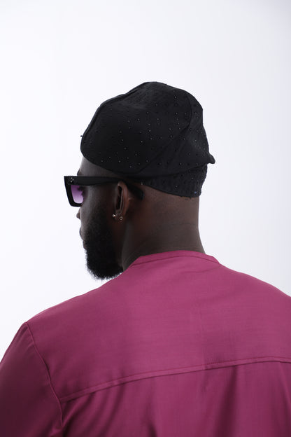 Black Aso-Oke Cap