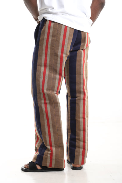 King Kaftan Striped Hand-Woven Aso-Oke Drawstring Trousers – Back View – African men's fashion Nigeria