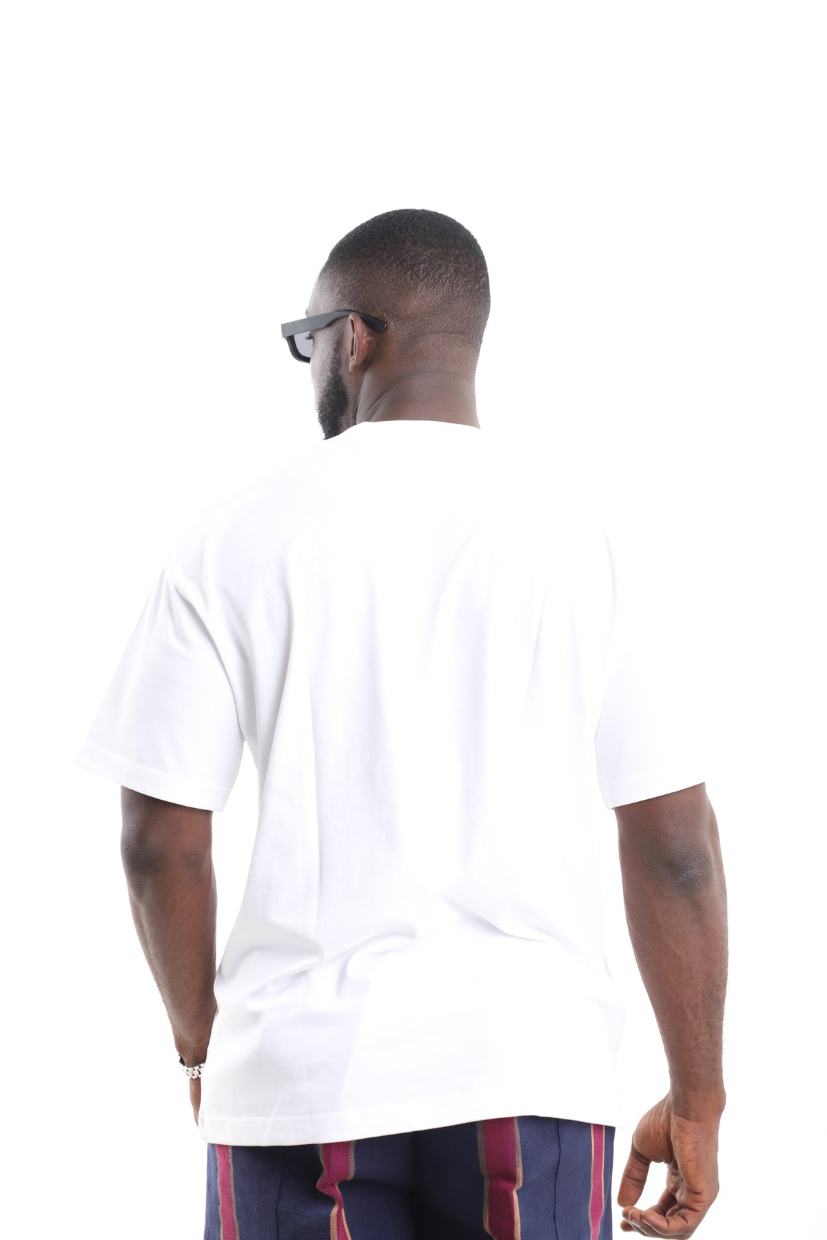 King Kaftan Colorblock Eyelet Patchwork T-Shirt – Back View – African men's fashion Nigeria
