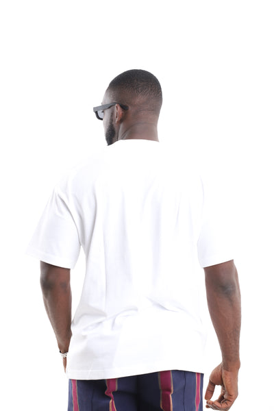 King Kaftan Colorblock Eyelet Patchwork T-Shirt – Back View – African men's fashion Nigeria