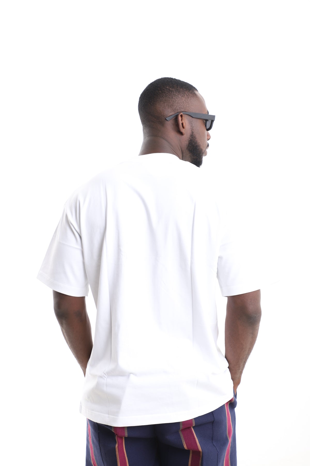King Kaftan Textured Patchwork Pocket T-Shirt – Back View – African men's fashion Nigeria