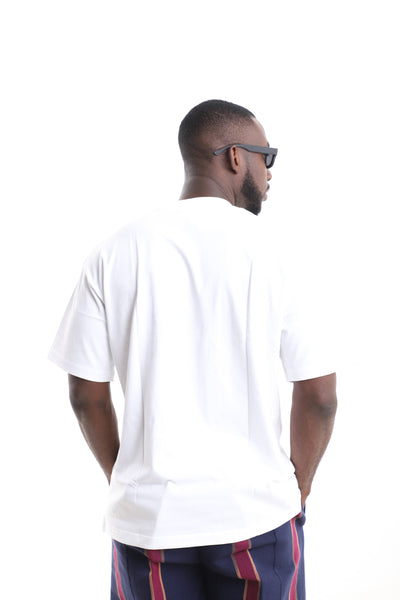 King Kaftan Textured Patchwork Pocket T-Shirt – Back View – African men's fashion Nigeria