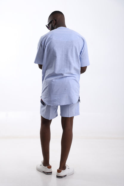 Sky Blue Linen Two-Piece Set