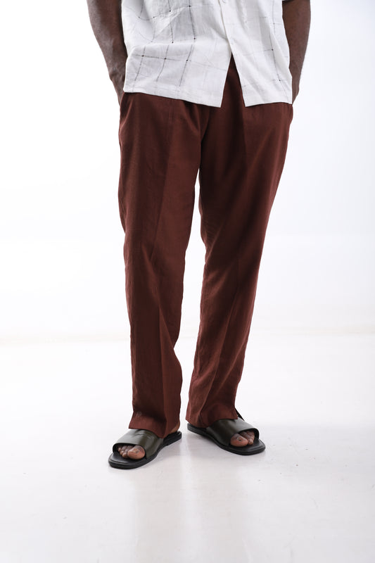 Rust Brown Linen Trousers