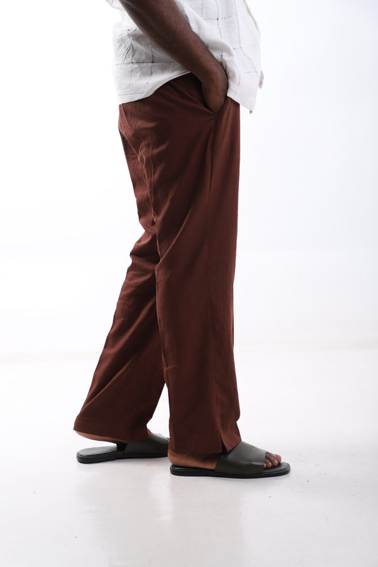 Rust Brown Linen Trousers