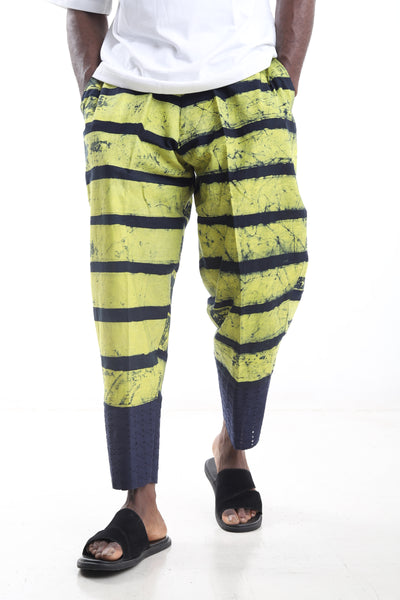Striped Batik Cotton Adire Tapered Pants