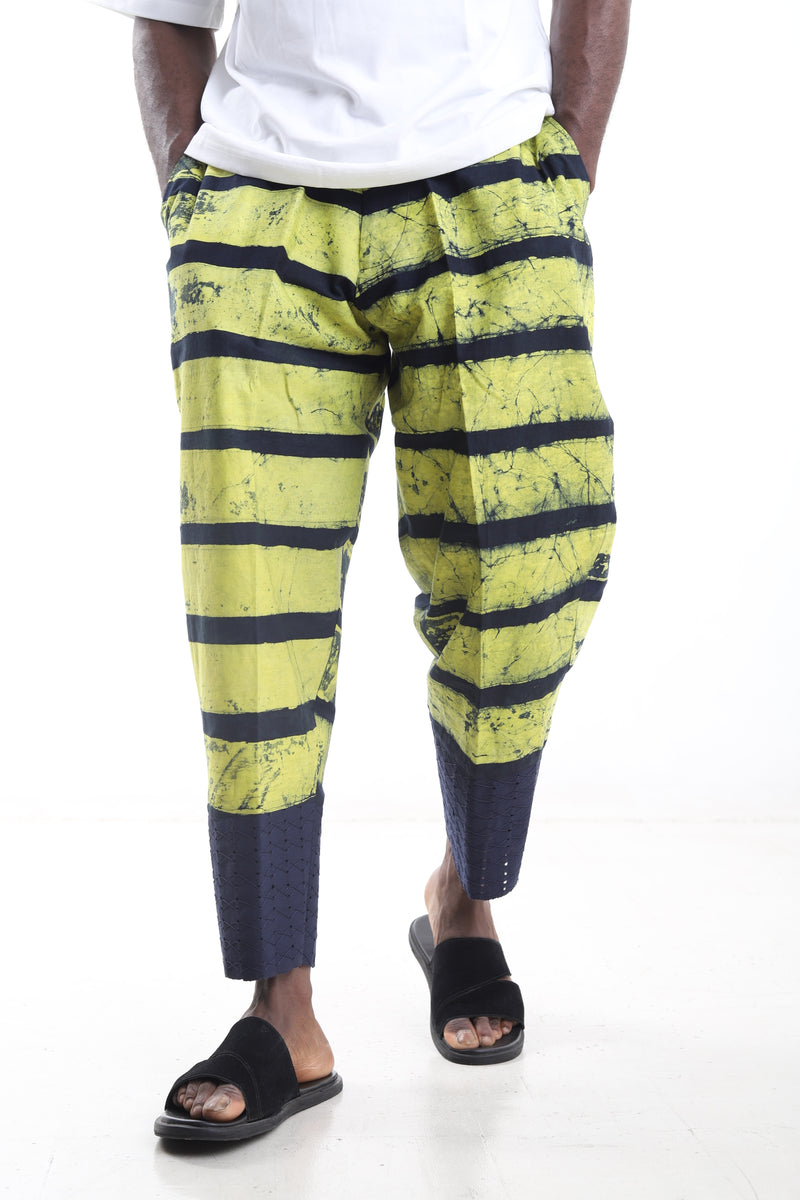 Striped Batik Cotton Adire Tapered Pants