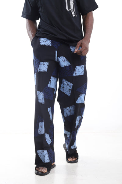 Geometric Print Cotton Adire Baggy Pants