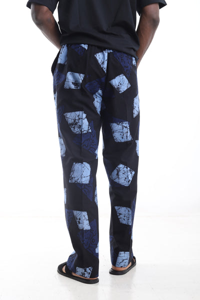 Geometric Print Cotton Adire Baggy Pants