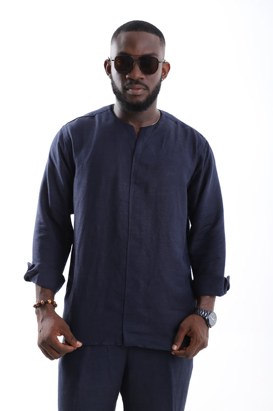 The Navy Blue Linen Shirt