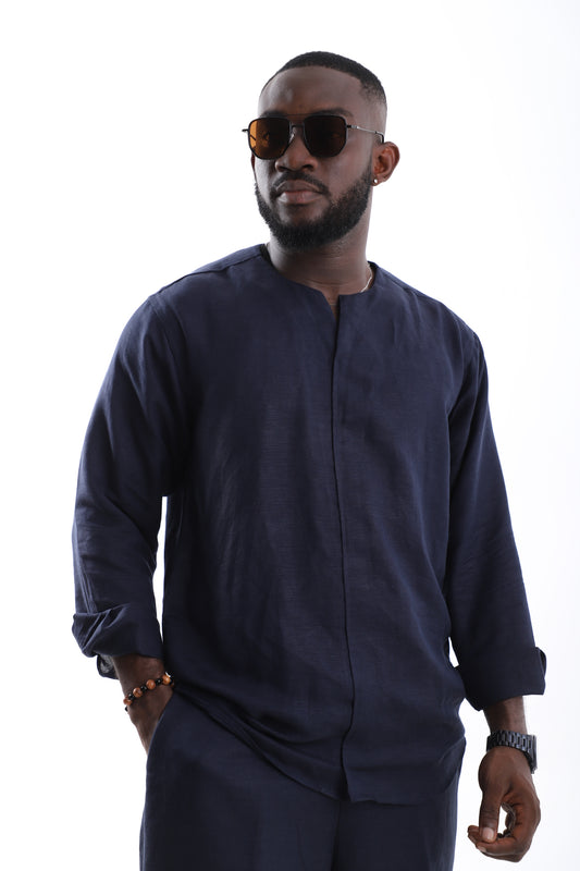 The Navy Blue Linen Shirt