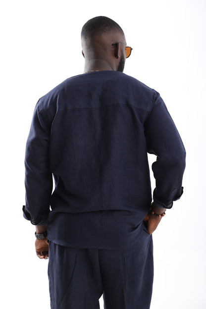 The Navy Blue Linen Shirt