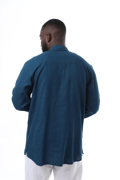 Deep Teal Linen Shirt
