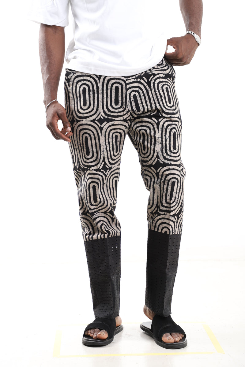 Batik Cotton Black & Beige Adire Pants