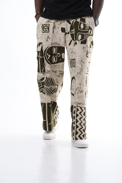 Heritage Adire Wide-Leg Cargo Pants