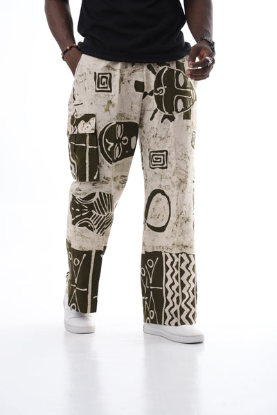 Heritage Adire Wide-Leg Cargo Pants