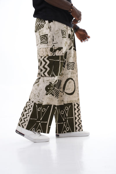 Heritage Adire Wide-Leg Cargo Pants