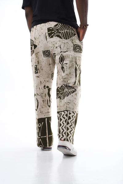 Heritage Adire Wide-Leg Cargo Pants