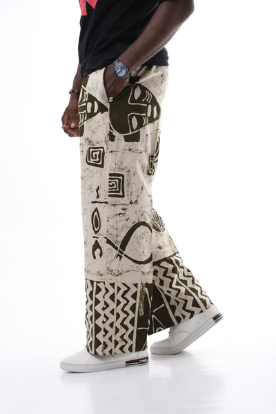 Heritage Adire Wide-Leg Cargo Pants