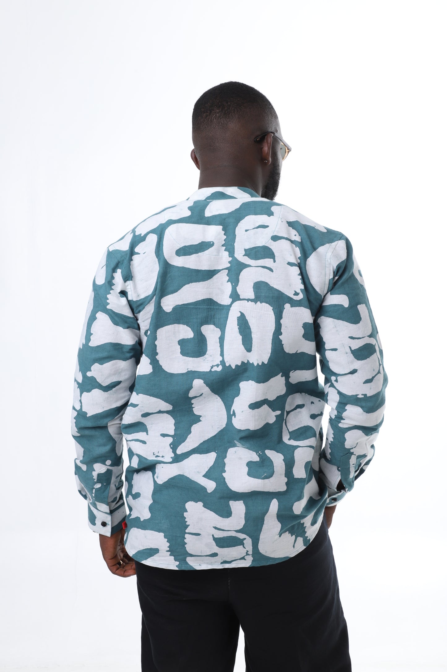 Green & White Adire Shirt