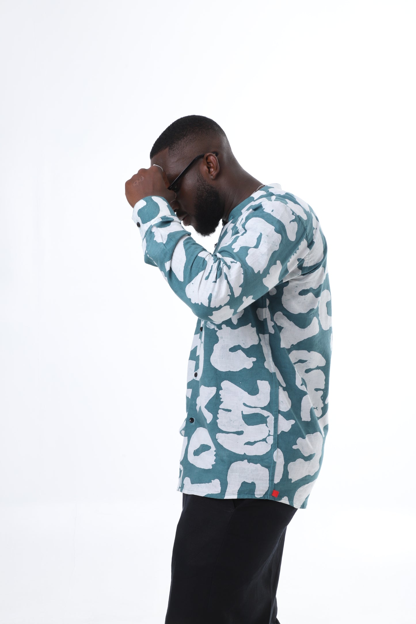 Green & White Adire Shirt