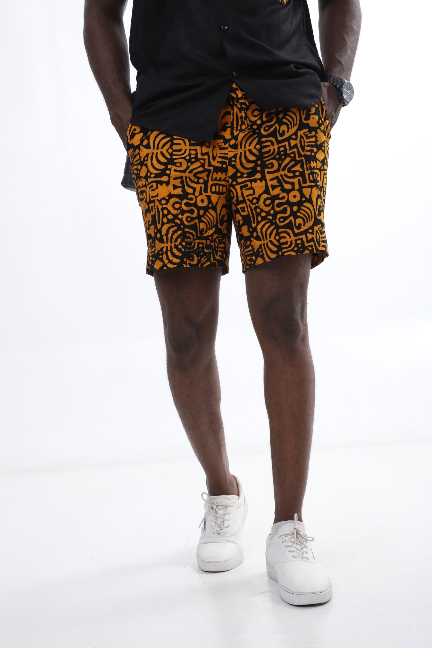 Sun Script Adire Shorts