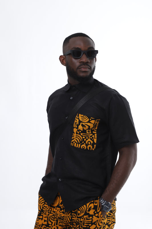 Midnight Echo Black Linen Shirt