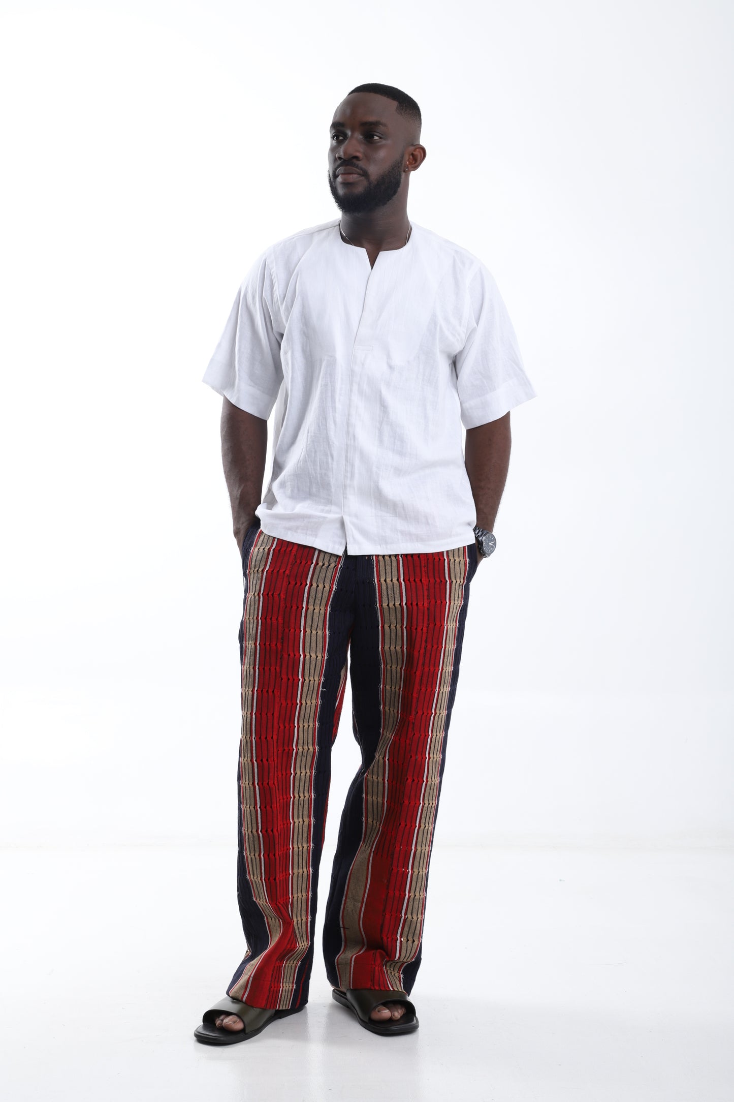 Aso-Oke Trouser + White Linen Shirt