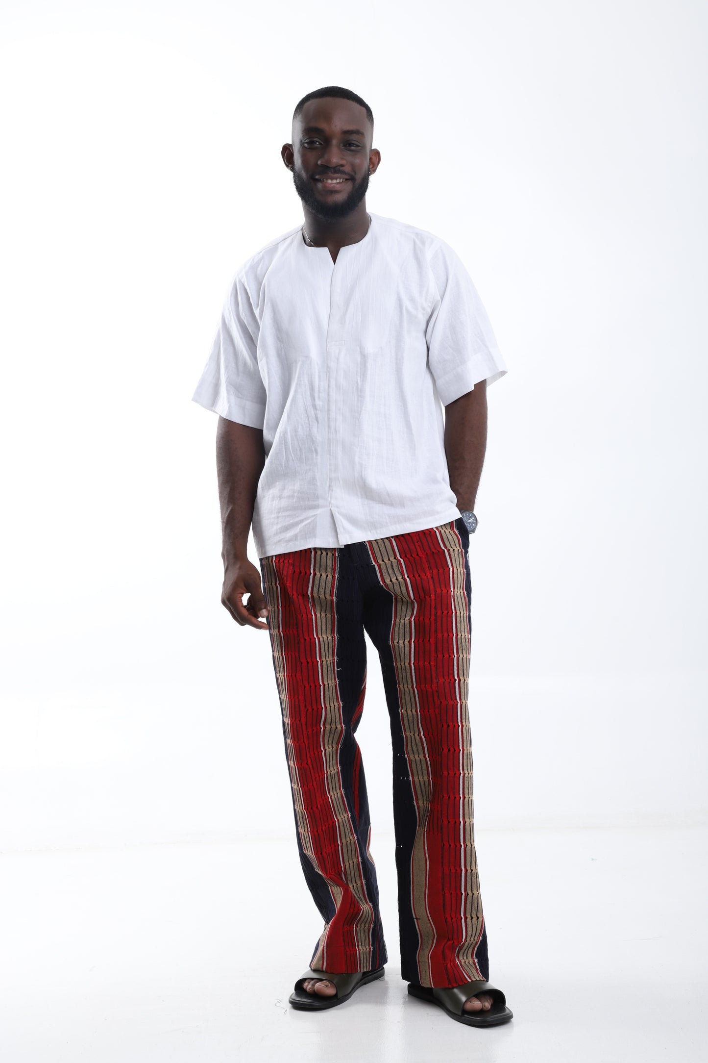 Aso-Oke Trouser + White Linen Shirt