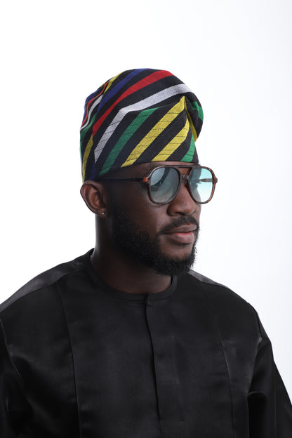 The Kingsway Multistripe Aso-Oke Cap –
