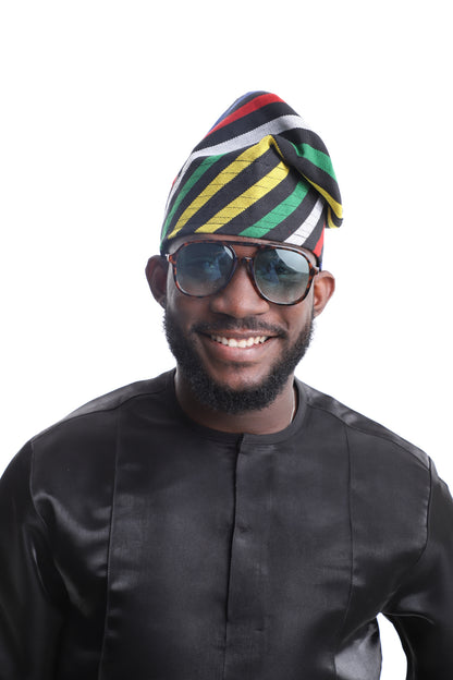 The Kingsway Multistripe Aso-Oke Cap –
