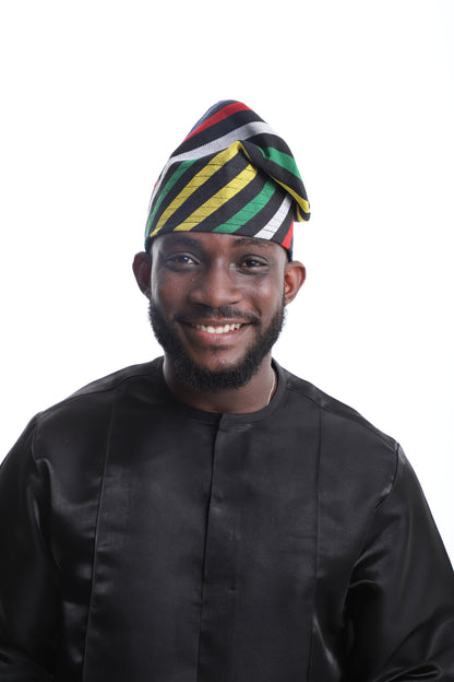 The Kingsway Multistripe Aso-Oke Cap –