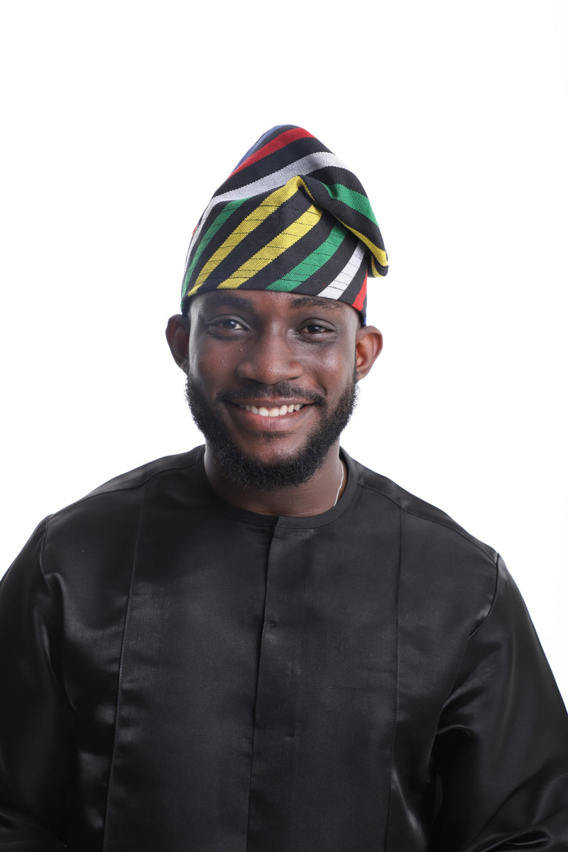 The Kingsway Multistripe Aso-Oke Cap –