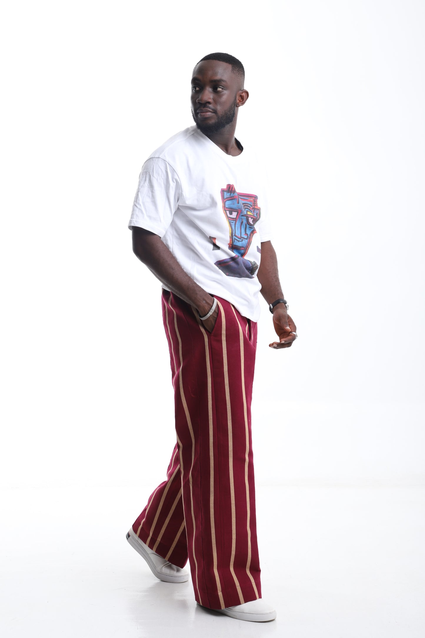 Crimson Stripe Aso-Oke Trouser