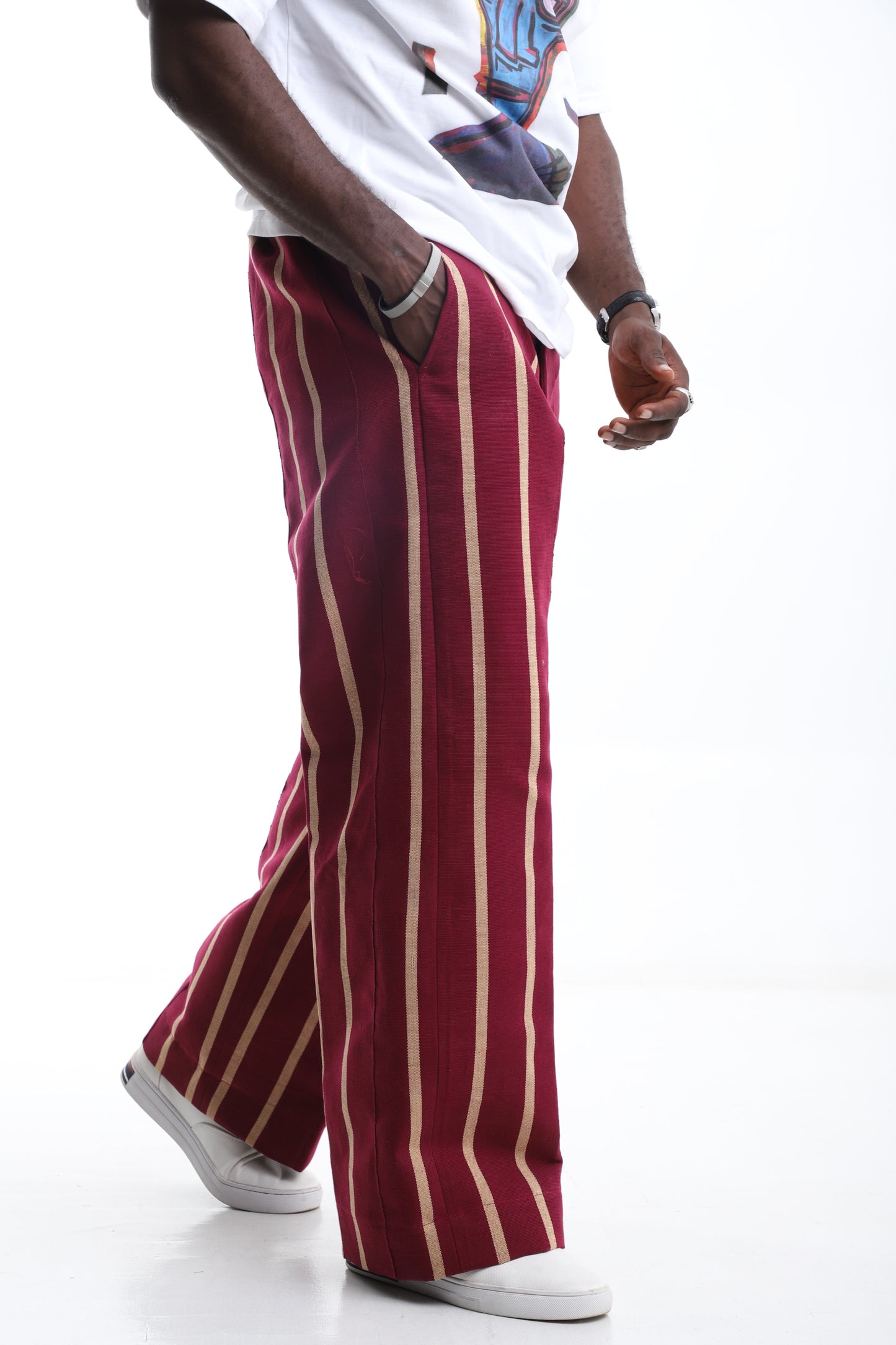 Crimson Stripe Aso-Oke Trouser