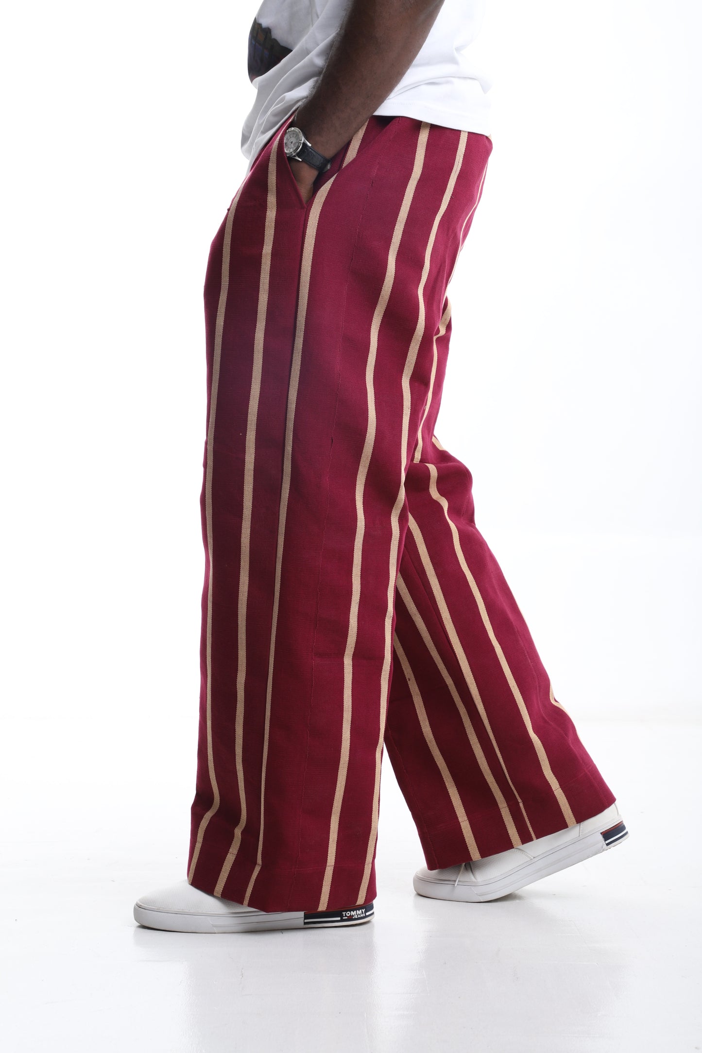 Crimson Stripe Aso-Oke Trouser