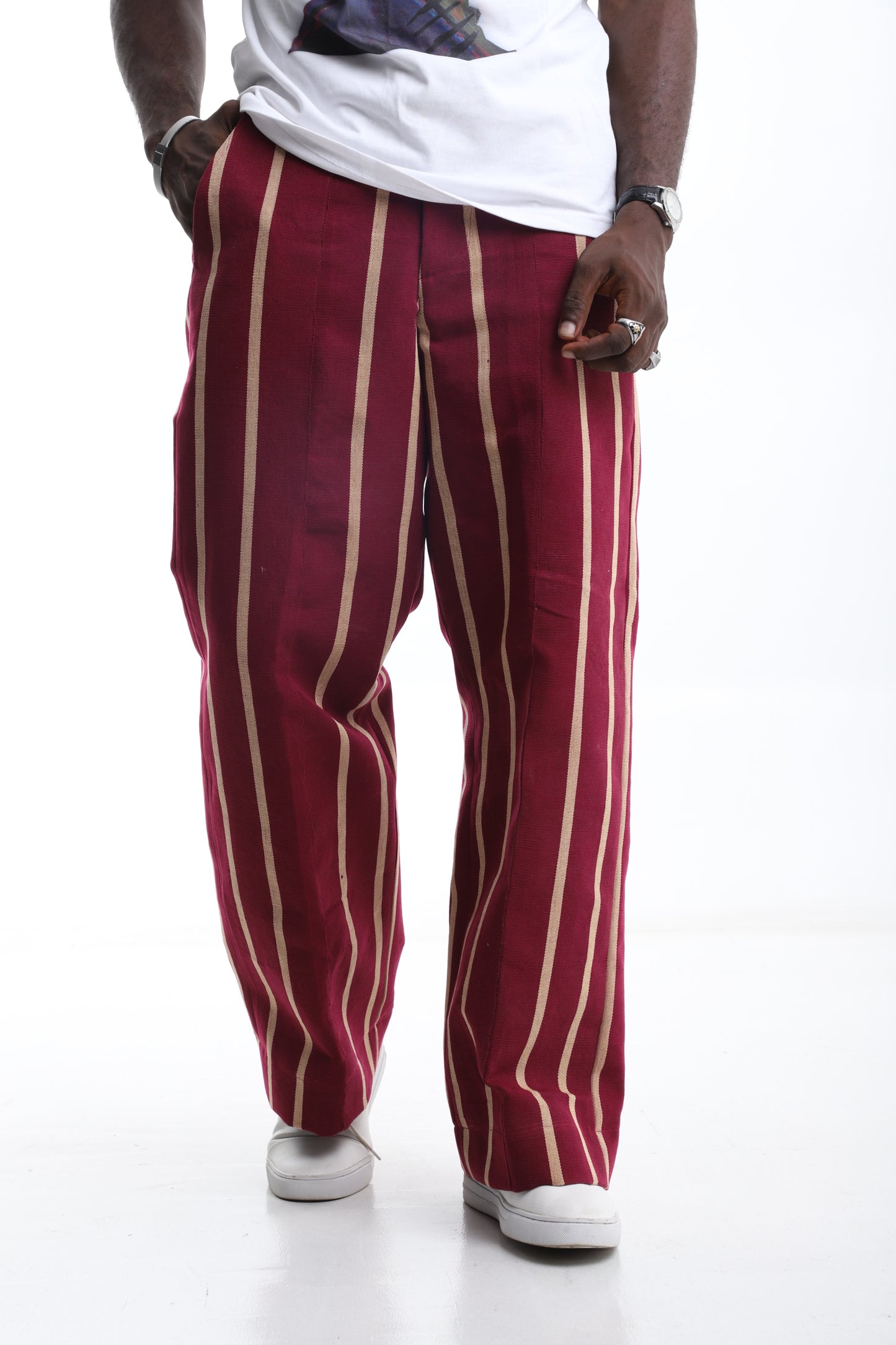 Crimson Stripe Aso-Oke Trouser