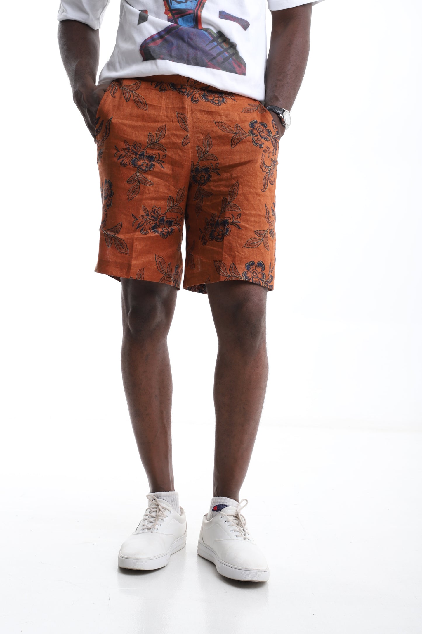 Sunset Bloom Linen Shorts