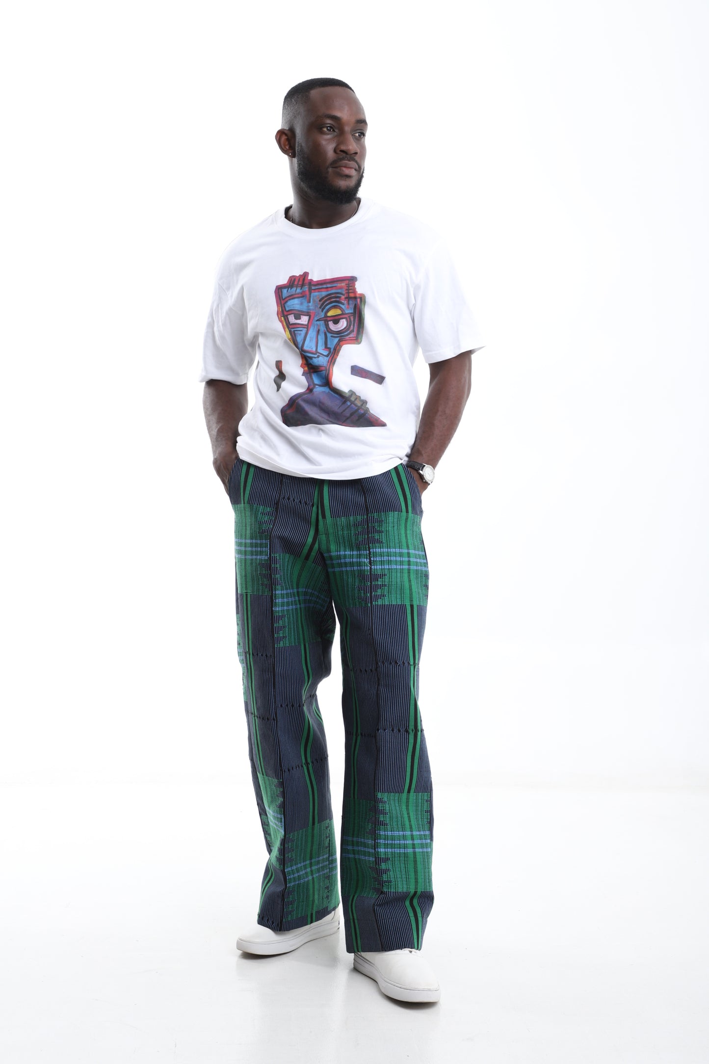 Verde Grid Aso-Oke Trouse
