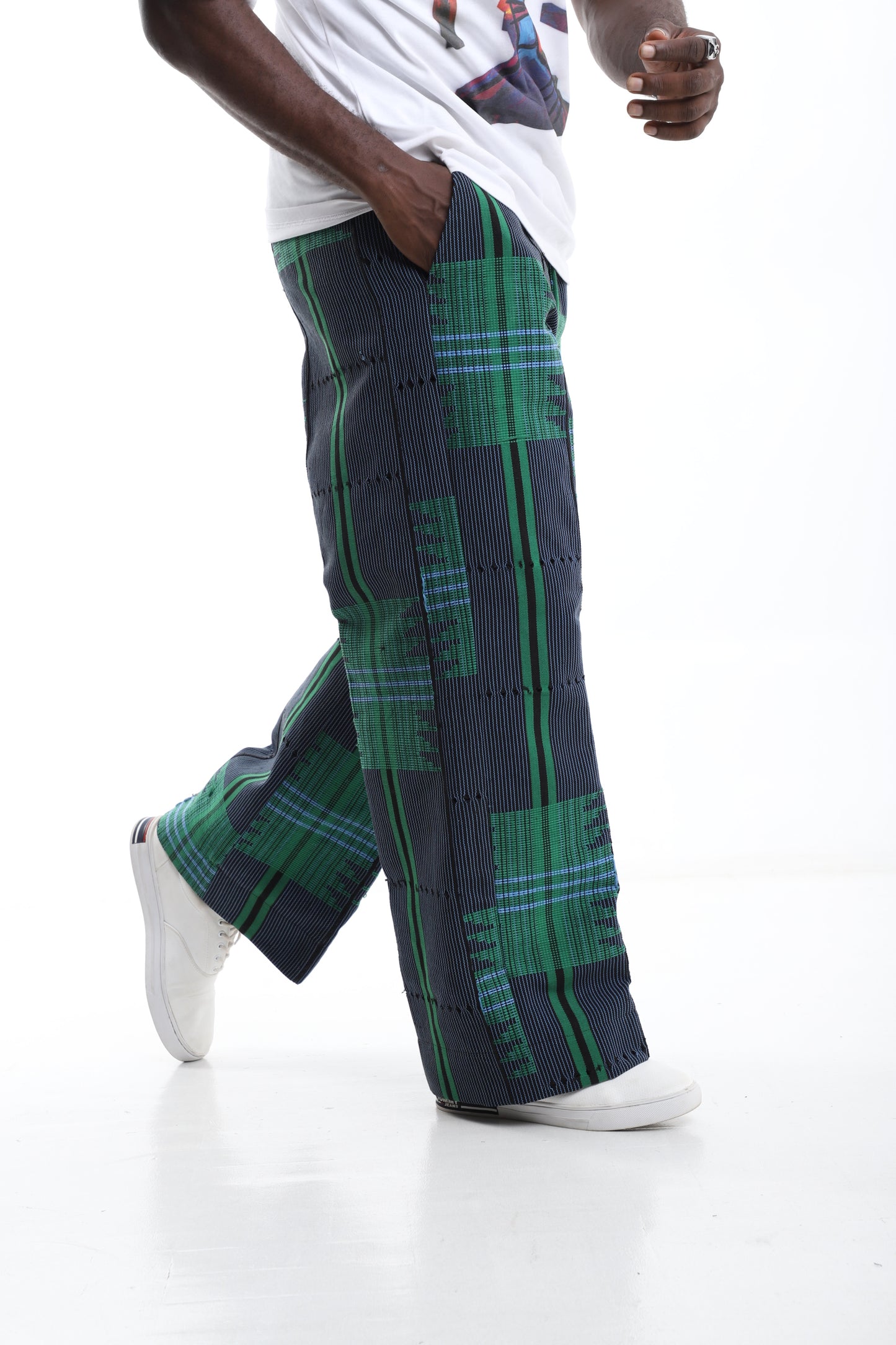 Verde Grid Aso-Oke Trouse