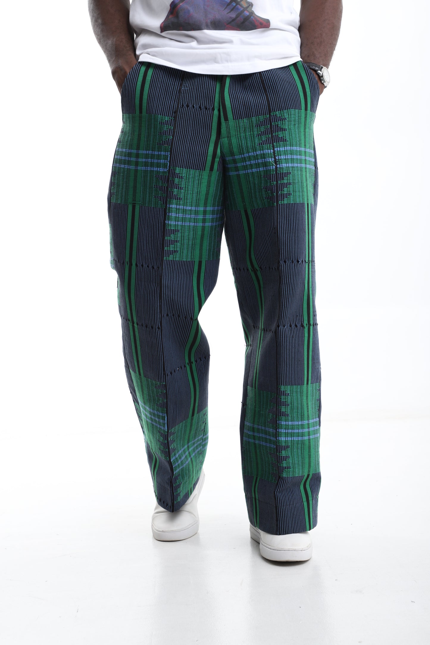 Verde Grid Aso-Oke Trouse