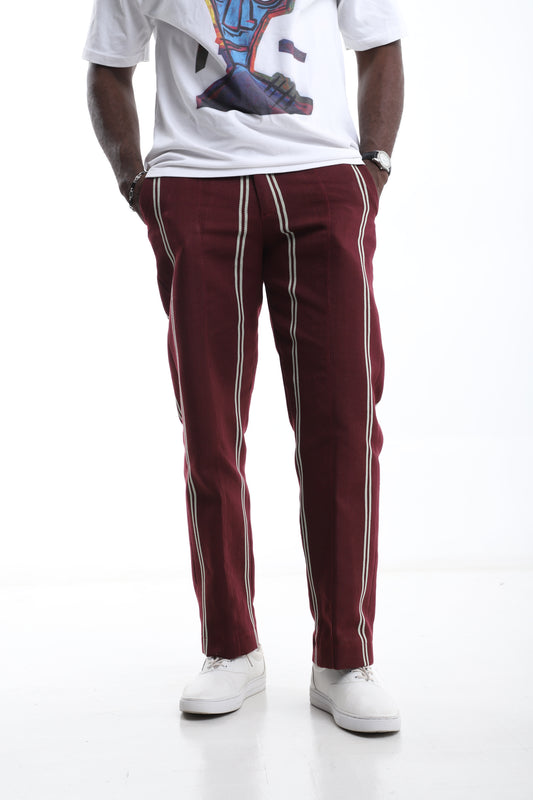 Burgundy Royal Aso-Oke Trousers