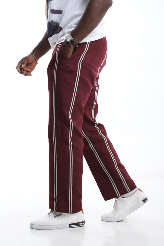 Burgundy Royal Aso-Oke Trousers