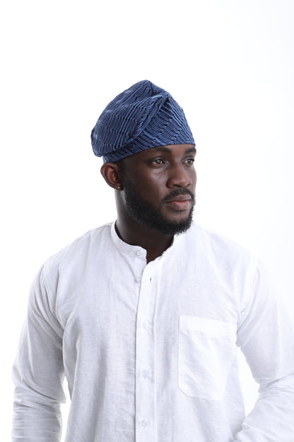 Indigo Handwoven Aso-Oke Cap